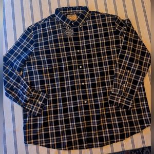 NWT ST JOHN'S BAY - MEN'S PLAID BUTTON UP - BLUE MULTI - BIG & TALL